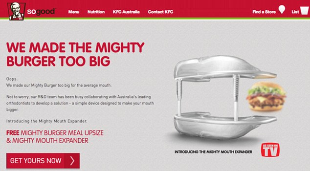 To assistance customer¿s with little mouths eat a new enormous burger KFC in Australia has come adult with a appliance to make your mouth bigger
